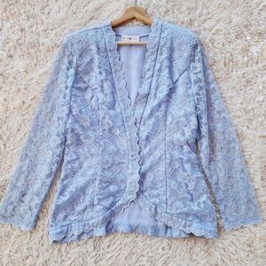 Jessica McClintock Vintage Baby Blue‎ Lace Blazer
